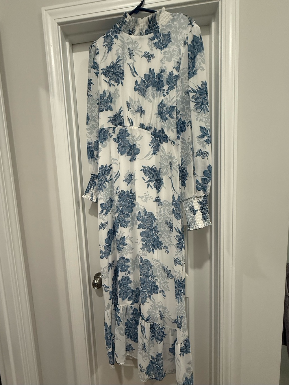 Baltic Born White Maxi Dress with Blue Floral Print